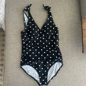 One Piece Swimsuit, Black and White Polka Dots